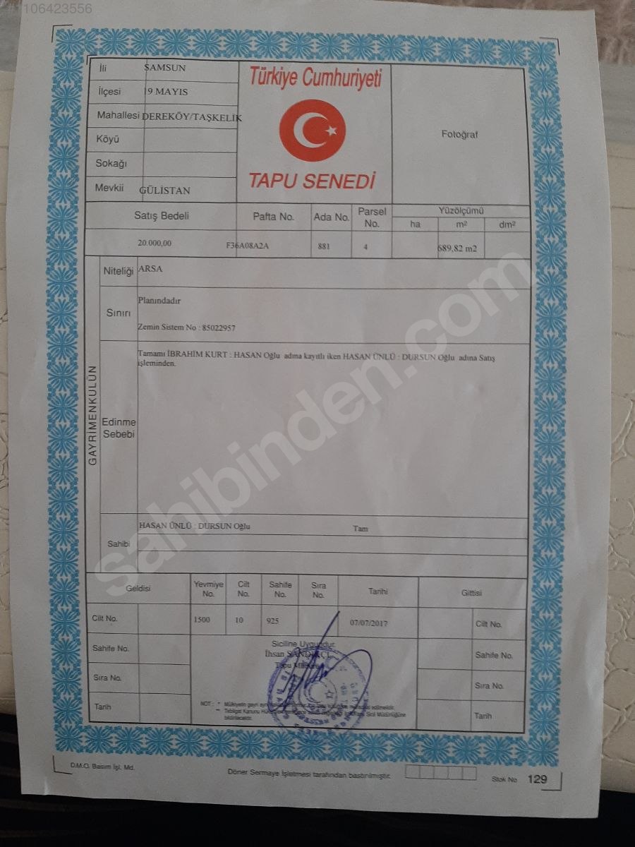 SAMSUN 19 MAYIS DEREKÖY/TAŞKELİK MAH. 689 M² ARSAMIZ SATILIKTIR. - SAMSUN 19 MAYIS fotoğraf 17