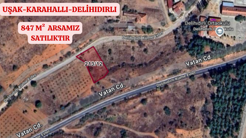 UŞAK KARAHALLI DELİHIDIRLI KÖYÜNDE 847 M² ARSA SATILIKTIR. - UŞAK KARAHALLI fotoğraf 2