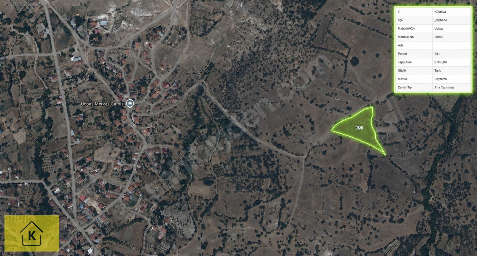 KÜTAHYA ŞAPHANE ÜÇBAŞ KÖYÜN'DE 8300 M² TARLA SATILIKTIR - KÜTAHYA ŞAPHANE fotoğraf 2