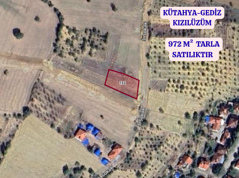 KÜTAHYA GEDİZ KIZILÜZÜM  KÖYÜNDE  972  M²  TARLA  SATILIKTIR - KÜTAHYA GEDİZ fotoğraf 2