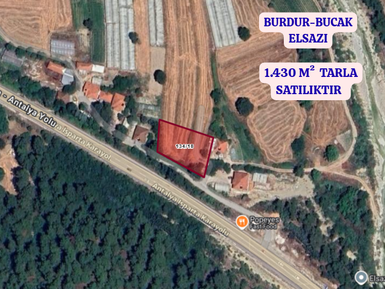 BURDUR BUCAK ELSAZI   KÖYÜNDE  1.430  M²  TARLA  SATILIKTIR - BURDUR BUCAK fotoğraf 2