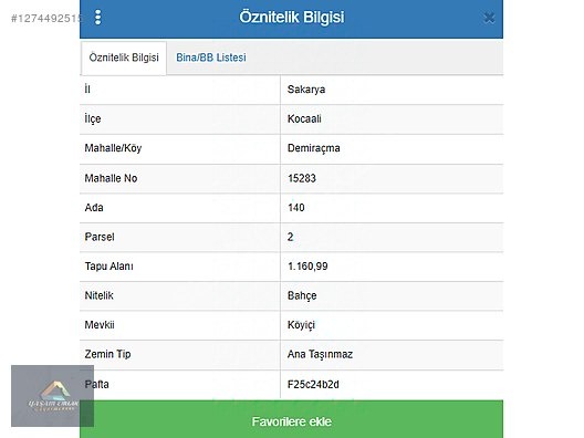 SAKARYA/KOCAALİ DEMİRAÇMA MAH.İMARLI 1160m² SATILIK ARSA - SAKARYA KOCAALİ fotoğraf 2