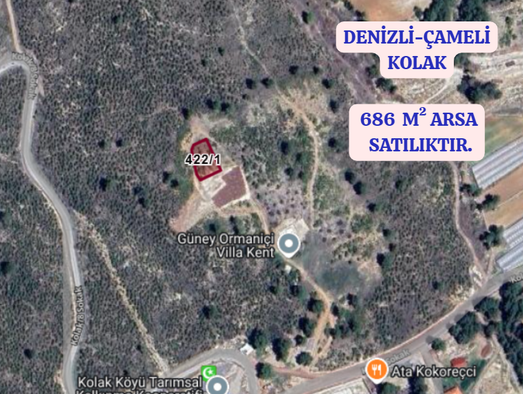 DENİZLİ ÇAMELİ KOLAK KÖYÜNDE  686 M²  ARSA SATILIKTIR - DENİZLİ ÇAMELİ fotoğraf 2