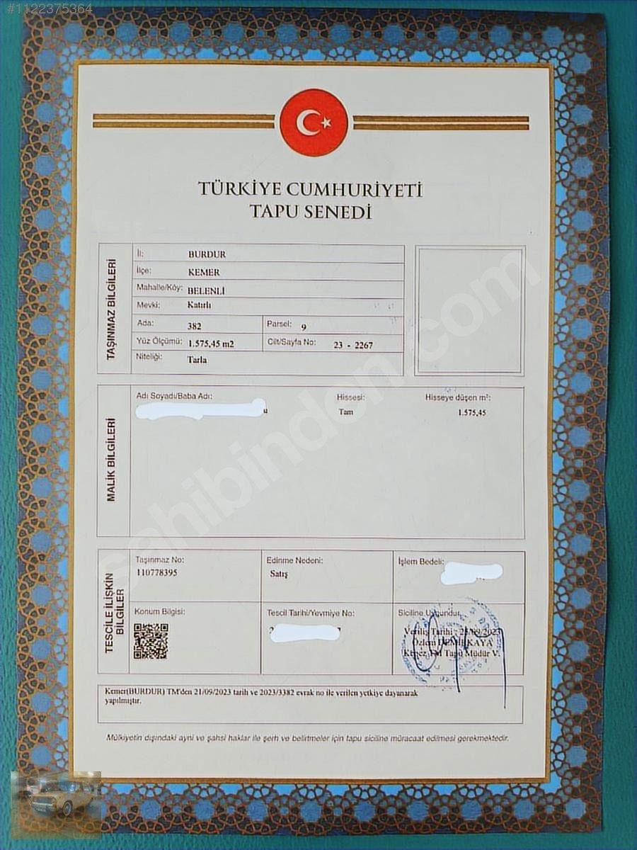 ihtiyaçtan satılık burdur kemer belenlide sınırsız sulamal tarla - BURDUR KEMER fotoğraf 3