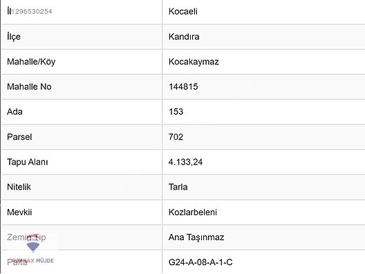 KANDIRA KOCAKAYMAZ MAH.4.133 M2 RESMİ YOLA CEPHELİ TARLA - KOCAELİ KANDIRA fotoğraf 2