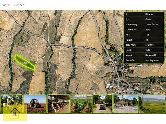KÜTAHYA GEDİZ YUKARI SUSUZ'DA 5.423,66 M² TARLA SATILIKTIR - KÜTAHYA GEDİZ fotoğraf 3
