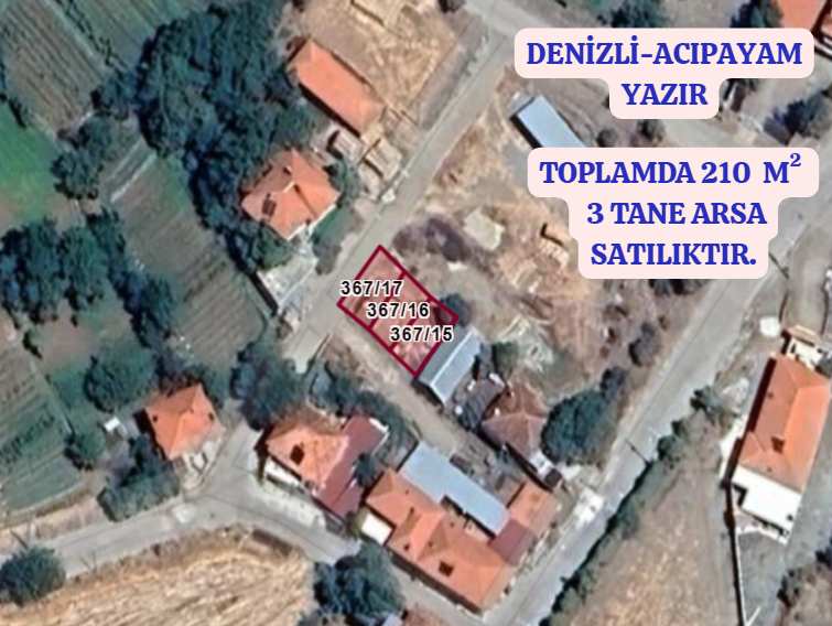 DENİZLİ ACIPAYAM YAZIR  KÖYÜNDE  TOPLAMDA  210 M²  3 TANE ARSA SATILIKTIR - DENİZLİ ACIPAYAM fotoğraf 2