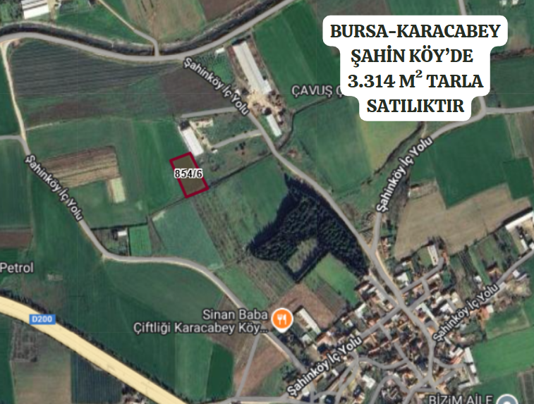 BURSA KARACABEY ŞAHİNKÖY'DE 3.314  M²  TARLA  SATILIKTIR. - BURSA KARACABEY fotoğraf 2