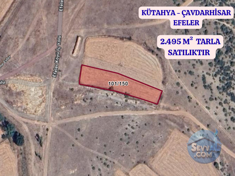 KÜTAHYA ÇAVDARHİSAR EFELER  KÖYÜNDE 2.495 M²  TARLA  SATILIKTIR - KÜTAHYA ÇAVDARHİSAR fotoğraf 2