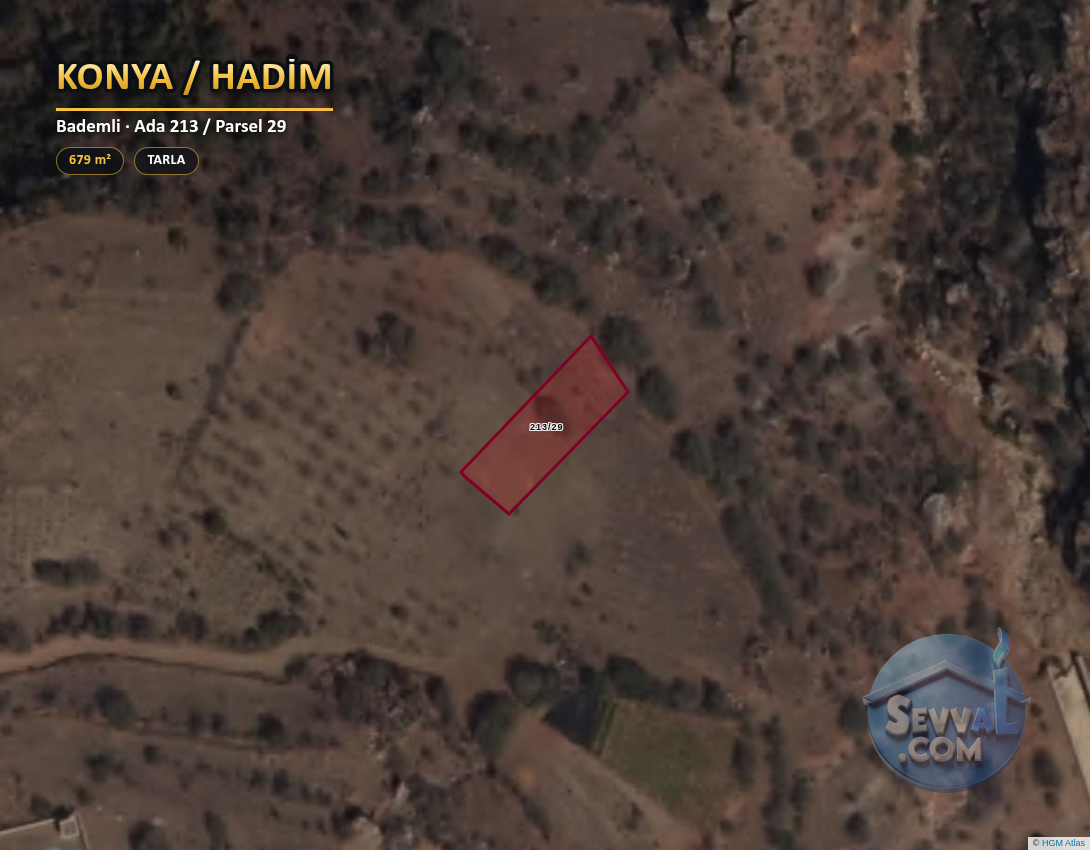 KONYA HADİM BADEMLİ DE 679 M² TARLAMIZ SATILIKTIR - KONYA HADİM fotoğraf 2