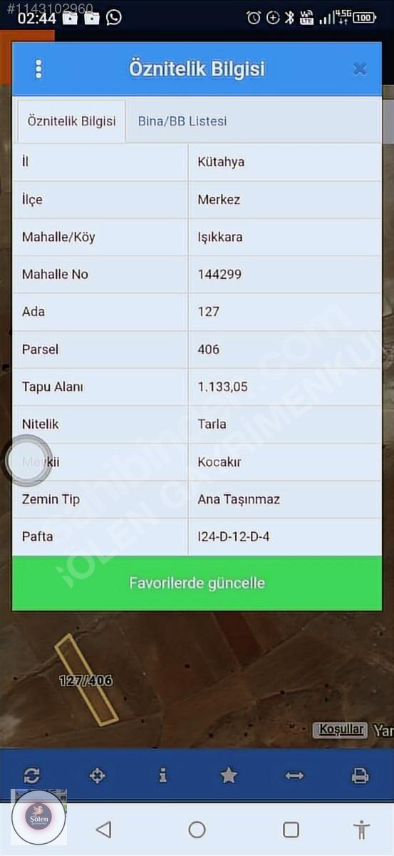ŞÖLEN GAYRİMENKUL DEN KÜTAHYA ILICA KAPLİCALARİNDA SATILIK TARLA - KÜTAHYA MERKEZ fotoğraf 4