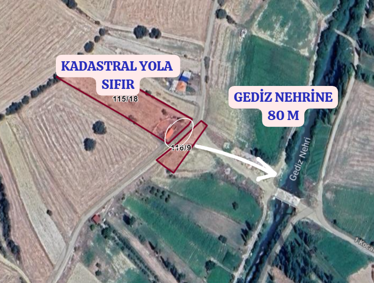 KÜTAHYA GEDİZ GÖLCÜK  KÖYÜNDE 604 M²  TARLA  SATILIKTIR - KÜTAHYA GEDİZ fotoğraf 3