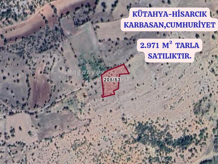 KÜTAHYA HİSARCIK KARBASAN-CUMHURİYET  KÖYÜNDE 2.971 M² TARLA  SATILIKTIR - KÜTAHYA HİSARCIK fotoğraf 2