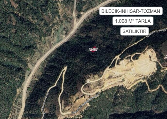 BİLECİK İNHİSAR TOZMAN KÖYÜ’NDE 1.008 M² TARLA SATILIKTIR - BİLECİK İNHİSAR fotoğraf 2