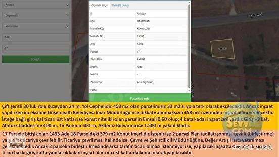 30'luk Yol Cepheli, Köşebaşı, 0,60 Emsal, Konut+Ticari, Yatırımlık Arsa - ANTALYA DÖŞEMEALTI fotoğraf 13