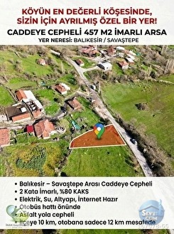 🚨 SAVAŞTEPE'DE 457 M² CADDEYE CEPHELİ İMARLI ARSA 🚨 - BALIKESİR SAVAŞTEPE fotoğraf 7