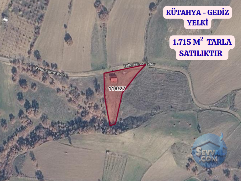 KÜTAHYA GEDİZ YELKİ  KÖYÜNDE 1.175 M²  TARLA  SATILIKTIR - KÜTAHYA GEDİZ fotoğraf 2
