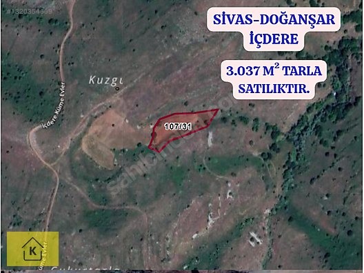 SİVAS DOĞANŞAR İÇDERE KÖYÜNDE 3.037 M² TARLA SATILIKTIR