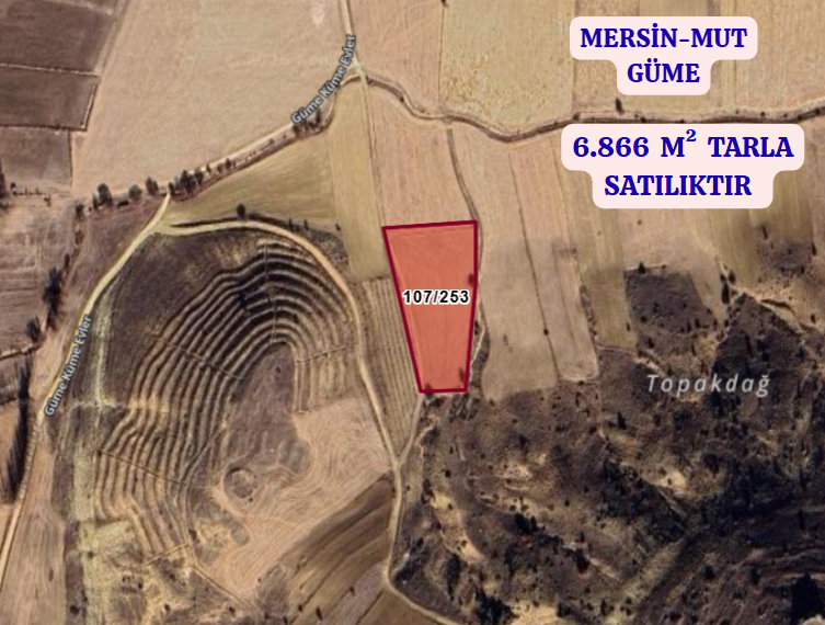 MERSİN MUT GÜME  KÖYÜNDE  6.866 M²  TARLA  SATILIKTIR - MERSİN MUT fotoğraf 2