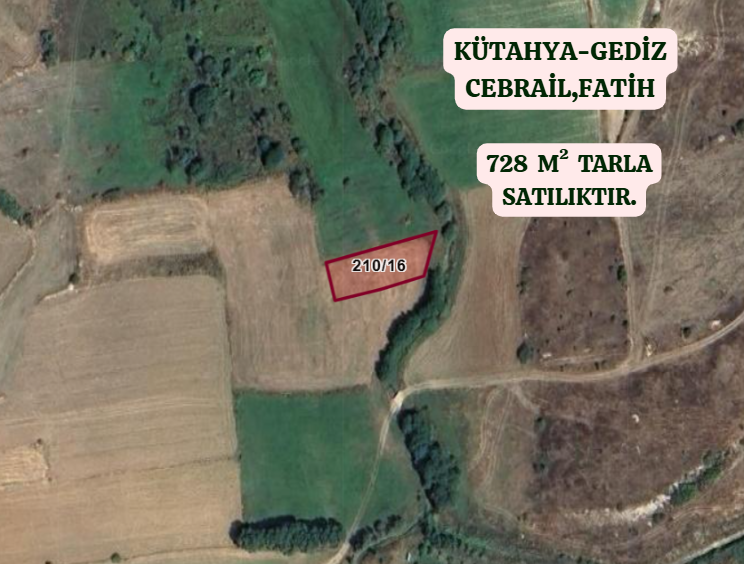 KÜTAHYA GEDİZ CEBRAİL,FATİH KÖYÜNDE 728  M² TARLA  SATILIKTIR - KÜTAHYA GEDİZ fotoğraf 2