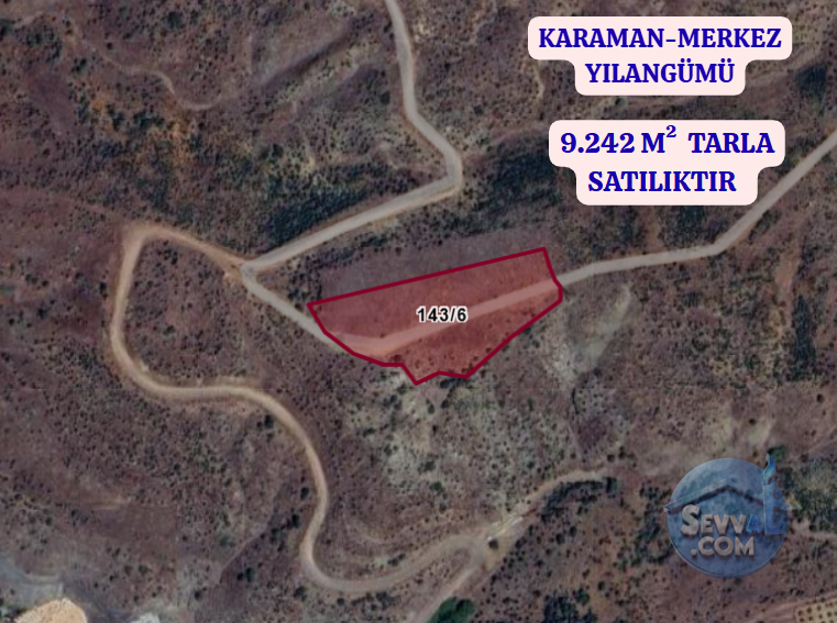 KARAMAN MERKEZ YILANGÜMÜ  KÖYÜNDE  9.242 M²  TARLA SATILIKTIR - KARAMAN MERKEZ fotoğraf 2
