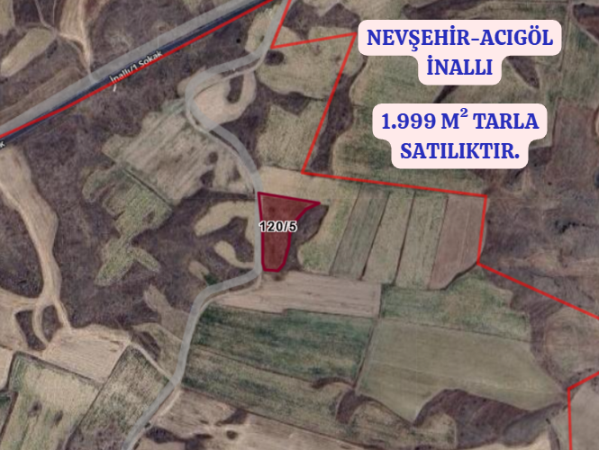 NEVŞEHİR ACIGÖL İNALLI  KÖYÜNDE 1.999  M² TARLA  SATILIKTIR - NEVŞEHİR ACIGÖL fotoğraf 2