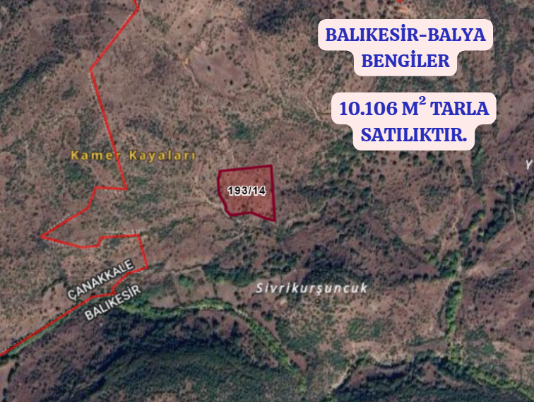 BALIKESİR BALYA BENGİLER   KÖYÜNDE 10.106  M² TARLA  SATILIKTIR - BALIKESİR BALYA fotoğraf 2