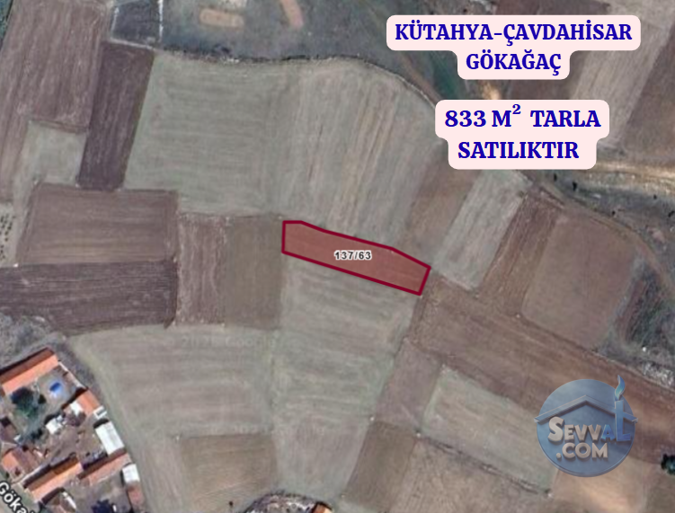 KÜTAHYA ÇAVDARHİSAR GÖKAĞAÇ  KÖYÜNDE  833 M²  TARLA SATILIKTIR - KÜTAHYA ÇAVDARHİSAR fotoğraf 2