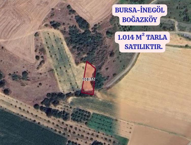 BURSA İNEGÖL BOĞAZ KÖYÜNDE 1.014  M² TARLA  SATILIKTIR - BURSA İNEGÖL fotoğraf 2