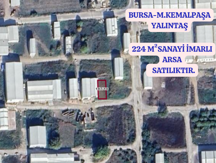 BURSA MUSTAFAKEMALPAŞA YALINTAŞ  224 M² SANAYİ İMARLI ARSA SATILIKTIR. - BURSA MUSTAFAKEMALPAŞA fotoğraf 2