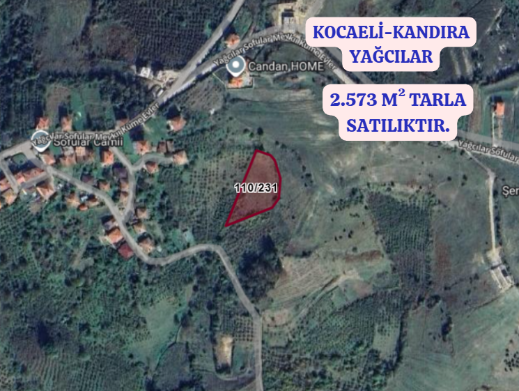 KOCAELİ KANDIRA YAĞCILAR  KÖYÜNDE 2.573  M² TARLA  SATILIKTIR - KOCAELİ KANDIRA fotoğraf 2
