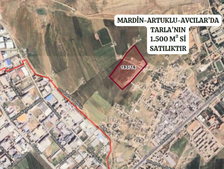 MARDİN ARTUKLU AVCILAR MAHALLESİ’NDE  TARLA’NIN  1500 M²’Sİ SATILIKTIR - MARDİN ARTUKLU fotoğraf 2