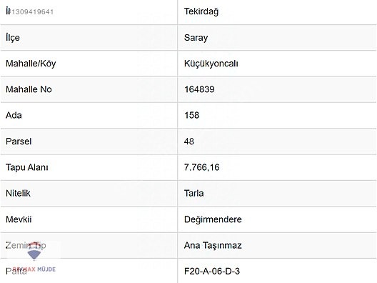 TEKİRDAĞ SARAY KÜÇÜKYONCALI MAH.7.766 M2 SATILIK TARLA - TEKİRDAĞ SARAY fotoğraf 7