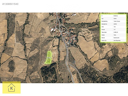 KÜTAHYA GEDİZ YUKARI SUSUZ'DA 4.896,20 M² TARLA SATILIKTIR - KÜTAHYA GEDİZ fotoğraf 3