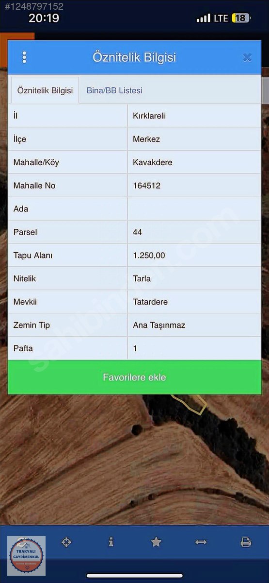 KIRKLARELİ MERKEZ KAVAHDERE KÖYÜ 1250 M2 KELEPİR TARLA - KIRKLARELİ MERKEZ fotoğraf 2