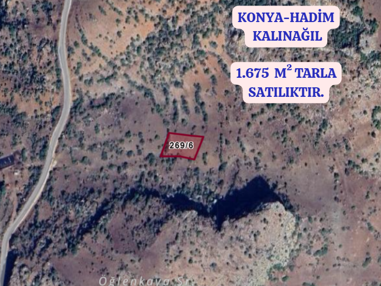 KONYA HADİM KALINAĞIL  KÖYÜNDE 1.675  M² TARLA   SATILIKTIR - KONYA HADİM fotoğraf 2