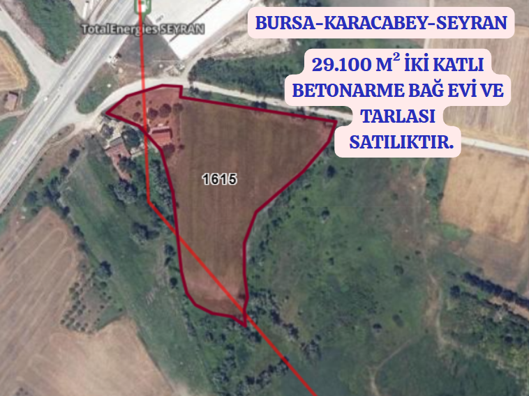 BURSA KARACABEY SEYRAN KÖYÜNDE 29.100 M² İKİ KATLI BAĞ EVİ VE TARLASI SATILIKTIR - BURSA KARACABEY fotoğraf 2
