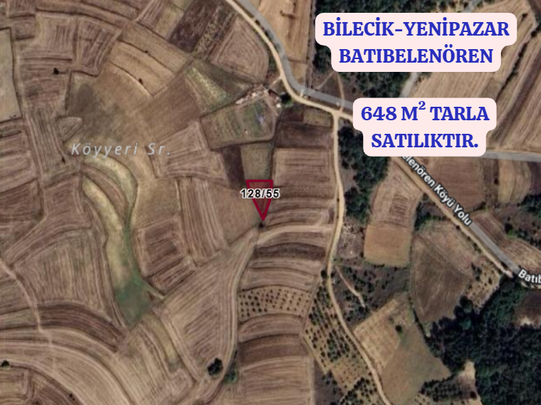 BİLECİK YENİPAZAR BATIBELENÖREN  KÖYÜNDE 648 M² TARLA  SATILIKTIR - BİLECİK YENİPAZAR fotoğraf 2