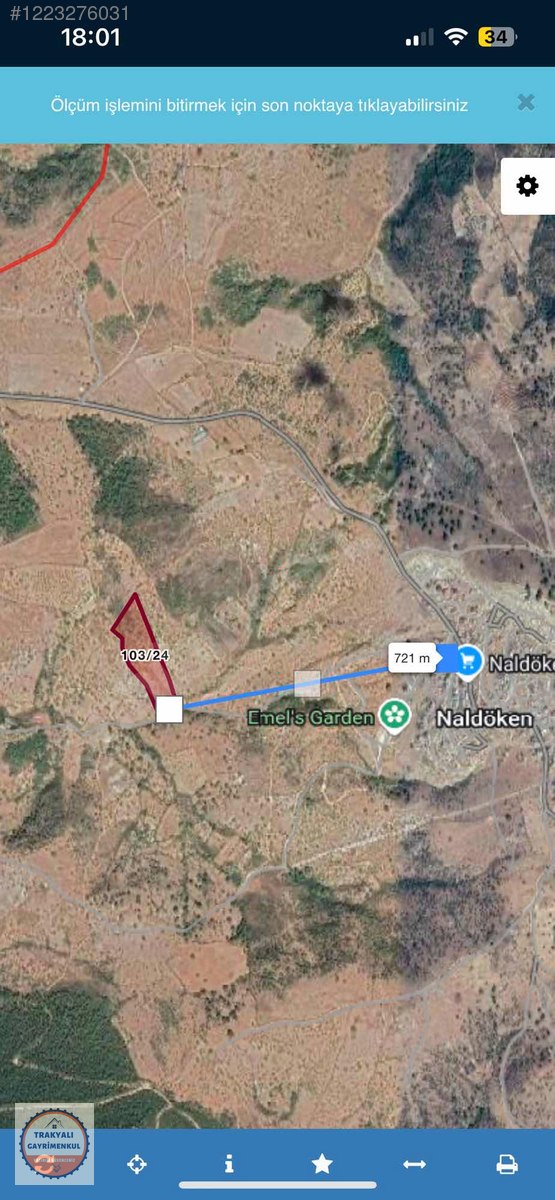 ÇANAKKALE AYVACIK NALDÖKEN KÖYÜ TEK TAPU 19.443 M2 TARLA - ÇANAKKALE AYVACIK fotoğraf 6