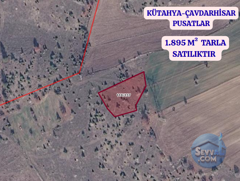 KÜTAHYA ÇAVDARHİSAR PUSATLAR  KÖYÜNDE 1.895 M²  TARLA  SATILIKTIR - KÜTAHYA ÇAVDARHİSAR fotoğraf 2