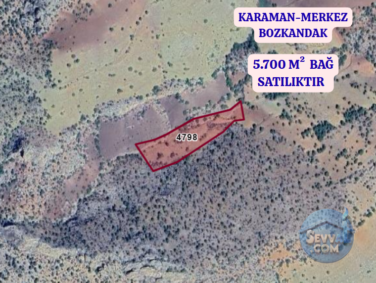KARAMAN MERKEZ BOZKANDAK  KÖYÜNDE  5.700 M²   BAĞ  SATILIKTIR - KARAMAN MERKEZ fotoğraf 2