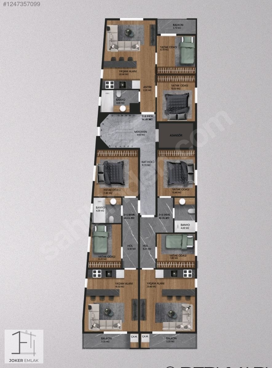 JOKER'DEN YIL SONU TESLİM ATAPARK MEVKİNDE 2+1 SATILIK APARTLAR - UŞAK MERKEZ fotoğraf 5