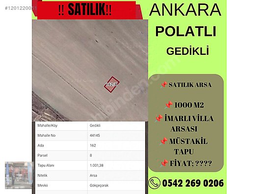 UĞURLU EMLAK OFİSİNDEN GEDİKLİ MAHALLESİNDE SATILIK ARSA - ANKARA POLATLI fotoğraf 5
