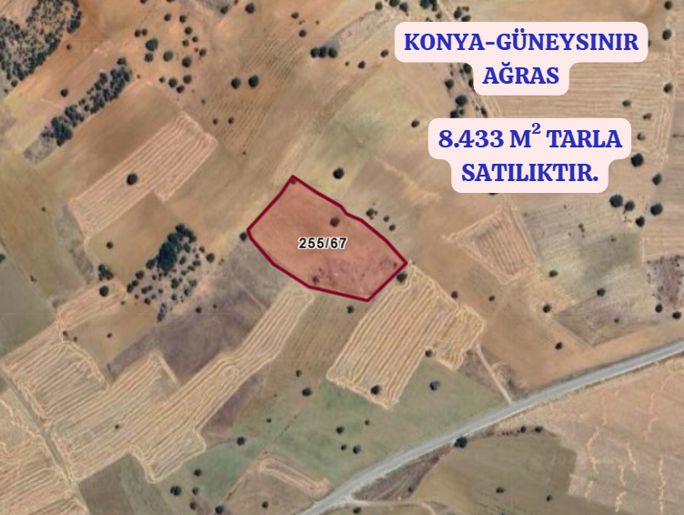KONYA GÜNEYSINIR AĞRAS  KÖYÜNDE 8.433  M² TARLA  SATILIKTIR - KONYA GÜNEYSINIR fotoğraf 2