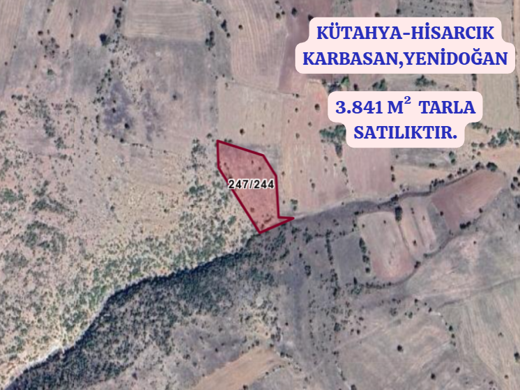 KÜTAHYA HİSARCIK KARBASAN-YENİDOĞAN  KÖYÜNDE 3.841  M² TARLA  SATILIKTIR - KÜTAHYA HİSARCIK fotoğraf 2