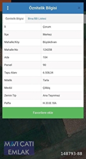 BÜYÜK DİVAN KÖYÜNDE SATILIK TARLA - ÇORUM MERKEZ fotoğraf 2