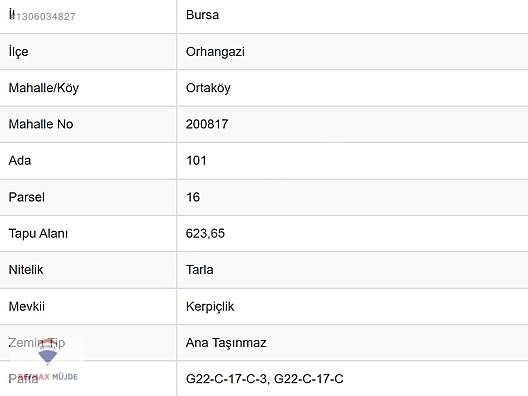 ORHANGAZİ ORTAKÖY MAH.623 M2 KADASTROL YOLA CEPHELİ TARLA - BURSA ORHANGAZİ fotoğraf 8