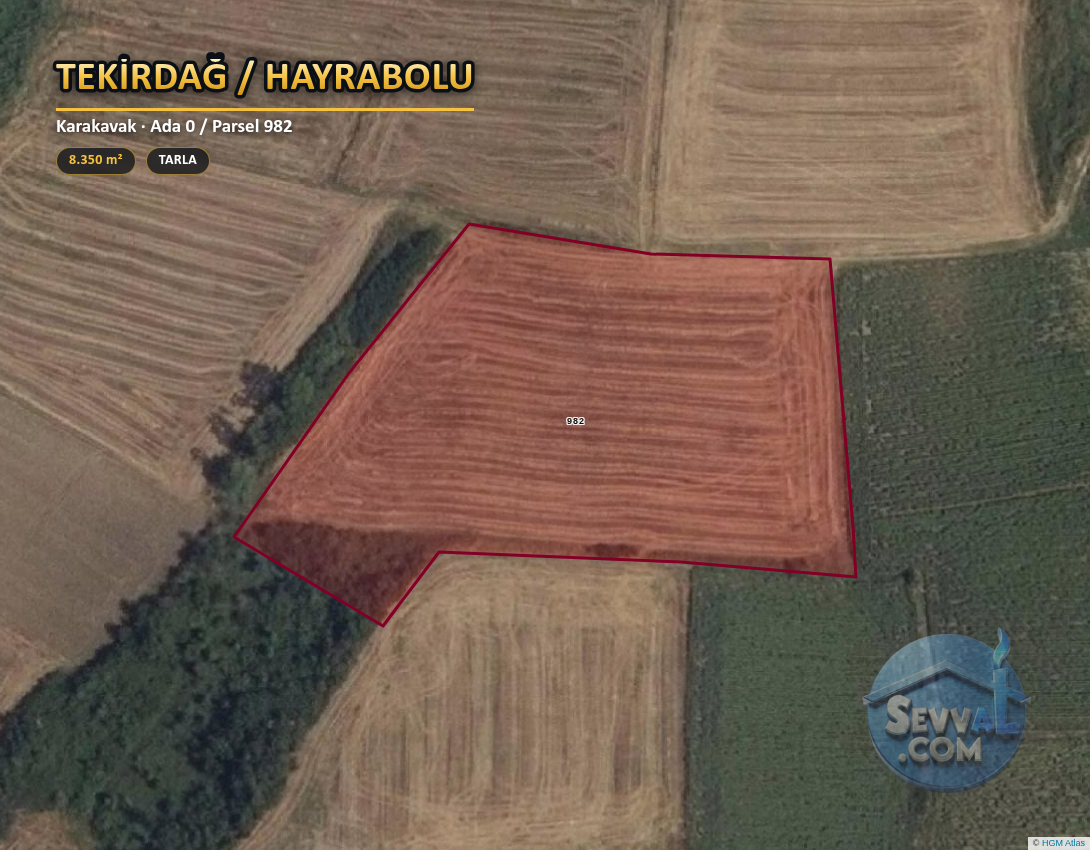 TEKİRDAĞ HAYRABOLU KARAKAVAK 8.350 m² SATILIK ARSA - TEKİRDAĞ HAYRABOLU fotoğraf 2