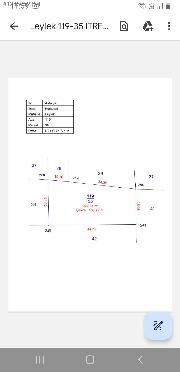 AMTALYA KORKUTELI LEYLEK MAHALLESİNDE KÖY İÇİ ARSA 922 m² - ANTALYA KORKUTELİ fotoğraf 6