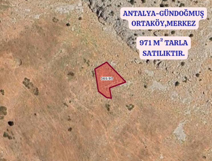 ANTALYA GÜNDOĞMUŞ ORTAKÖY, MERKEZ   KÖYÜNDE  971  M² TARLA  SATILIKTIR - ANTALYA GÜNDOĞMUŞ fotoğraf 2